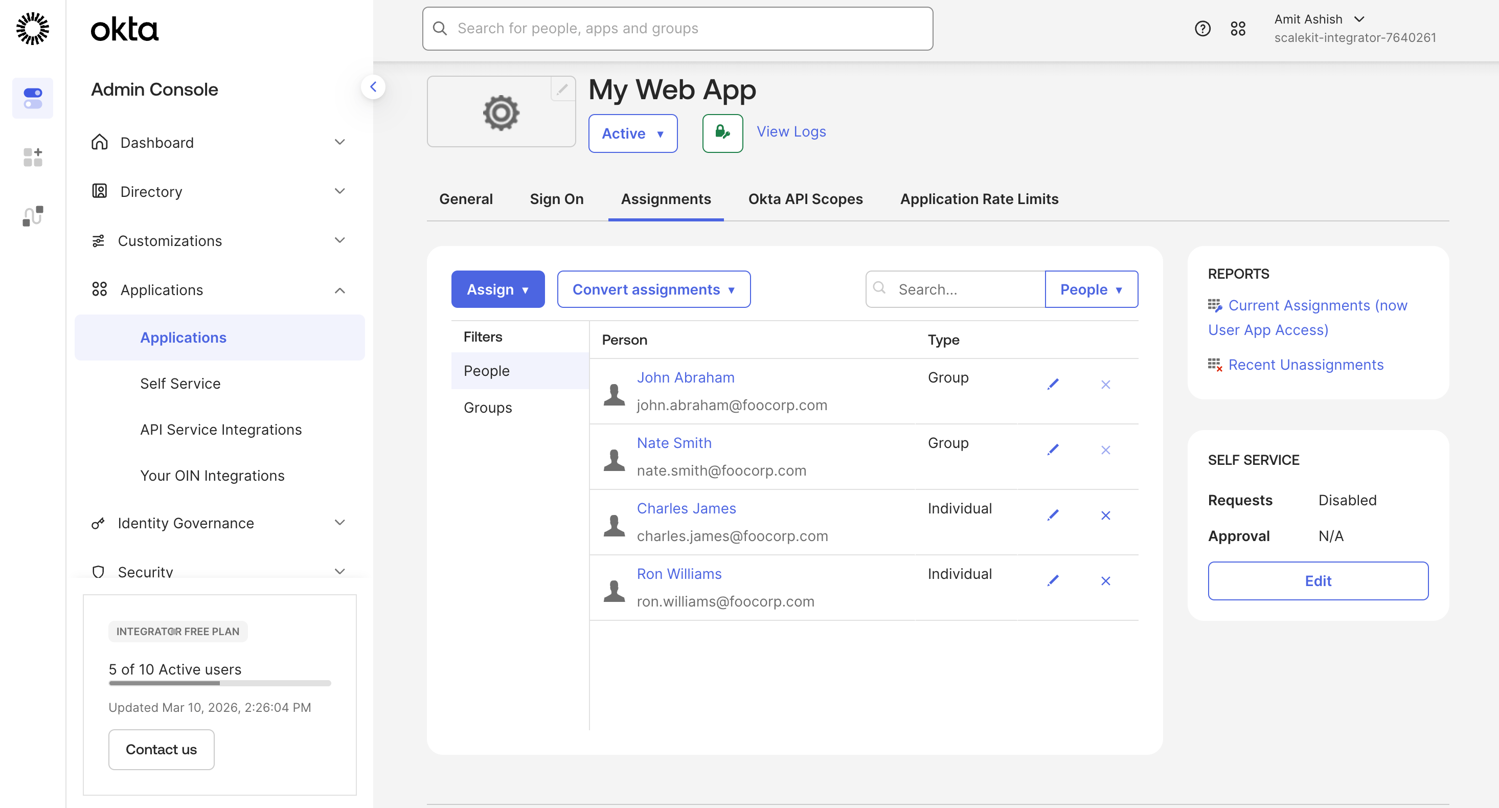 Assign users or groups to the Okta app